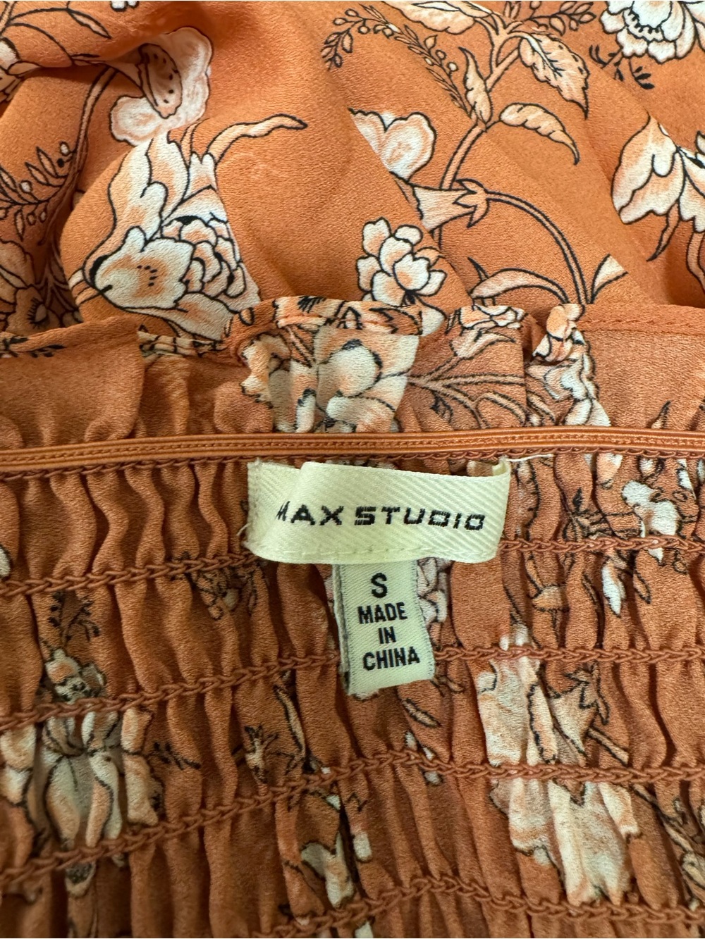 Max Studio Rust Floral Smocked Maxi Dress - Picture 10 of 10